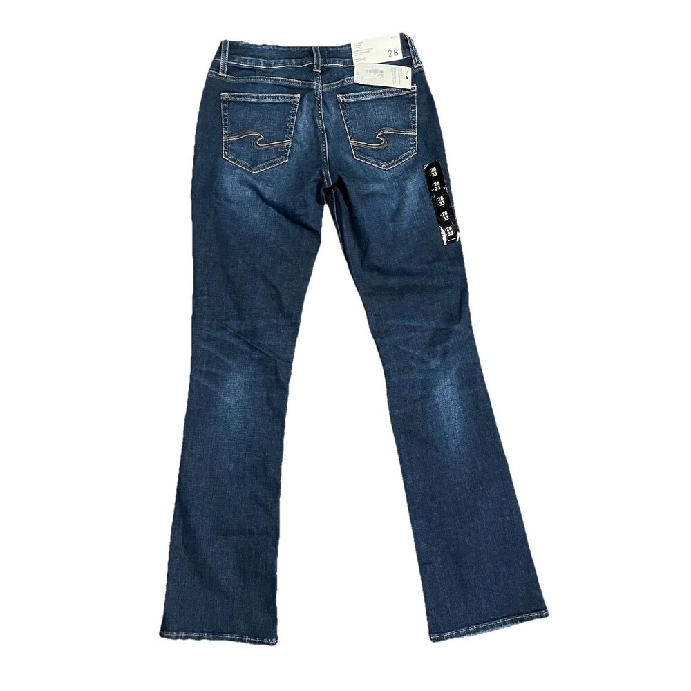 Silver Jeans Co Womens Suki Curvy Fit Mid Rise Slim Boot Jeans Blue Size 28x33